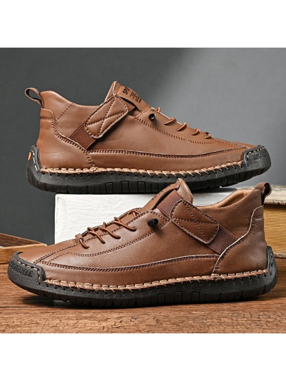 Women's Brown Breathable Loafers Mid top Walking Flats Ankle Chukka Boots - Picture 7 of 7